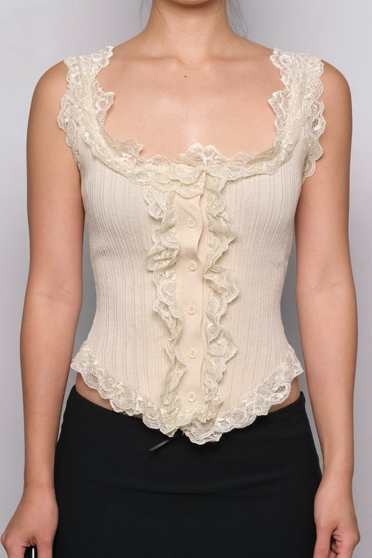 Lila Lace Top in Cream